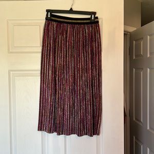 Topshop metallic Plisse midi skirt with elastic waist band